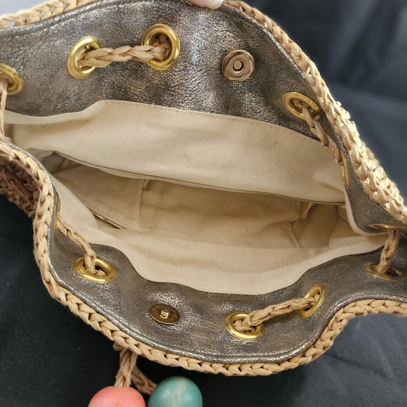 INC Summer Rattan Drawstring Bucket Bag - Picture 8 of 8